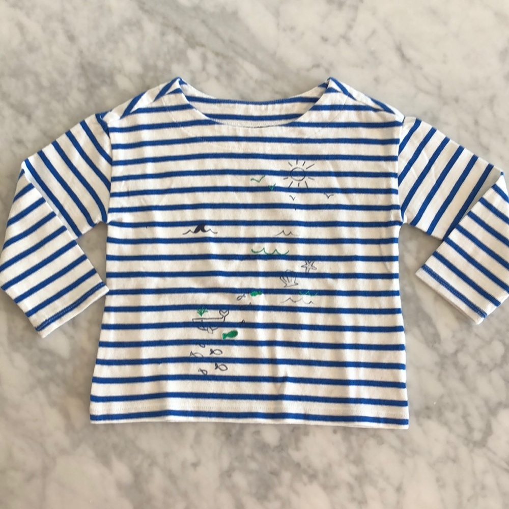 BOATNECK BLUE STRIPED NAUTICAL SHIRT 2 TODDLER